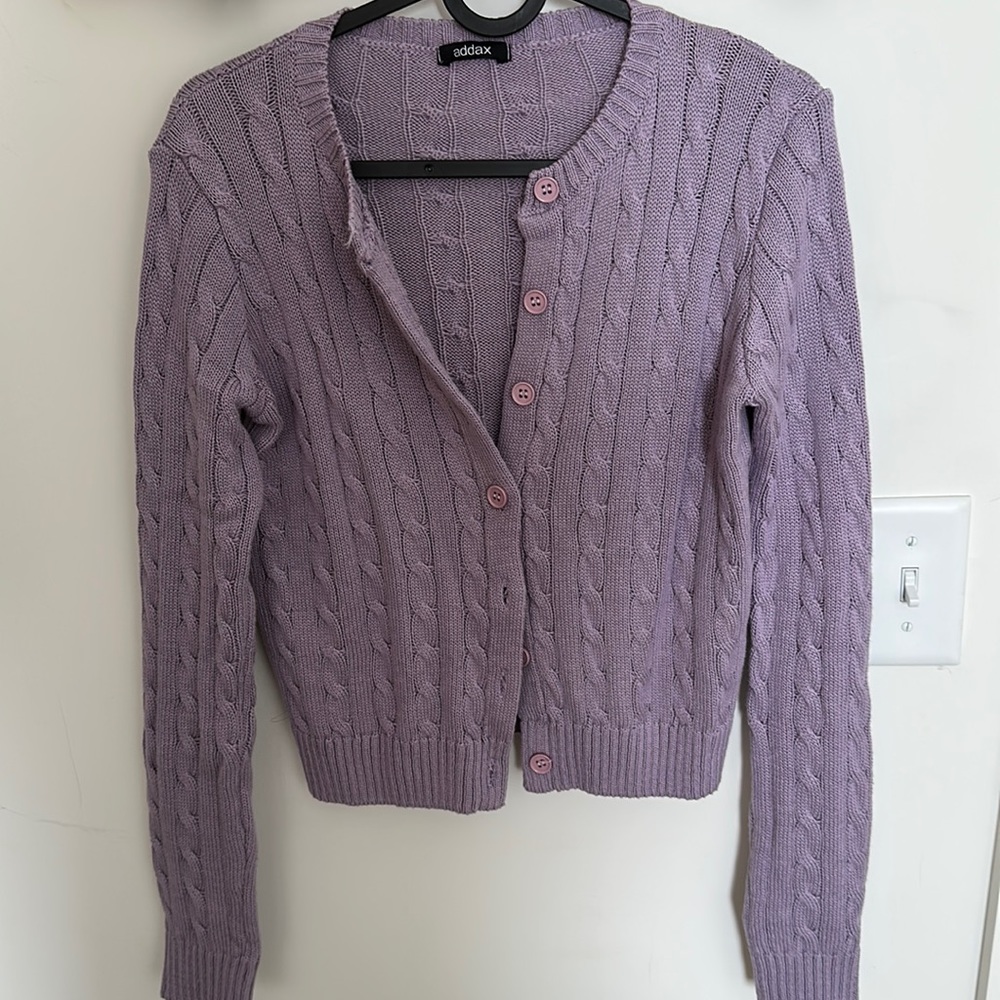 Purple cardigan